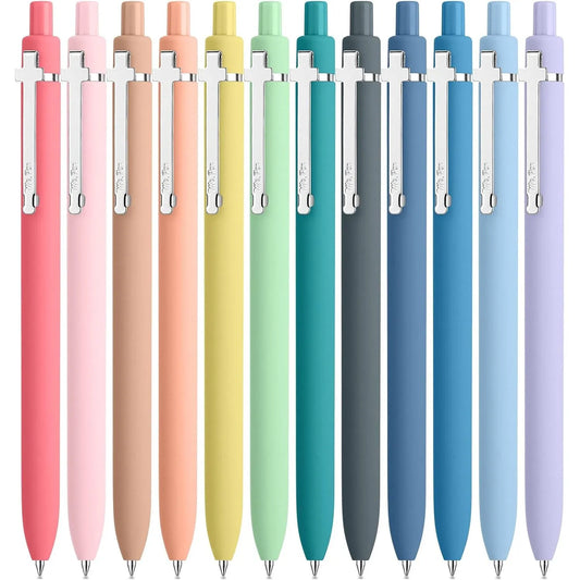 Mr. Pen Retractable Gel Pens, 12 Pack, Assorted Colors, 0.7 mm, Pastel Barrel with Silver Clip