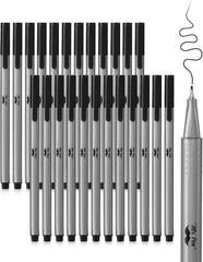 Black Fineliner Pens 0.4mm Fine Tip 24 Pack Rich Ink