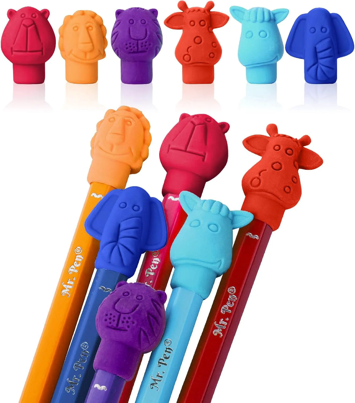 60 Pack Colorful Animal Pencil Top Erasers