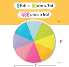 Triangular Sticky Notes, 8 Pads, 480 Sheets, 4-Inch Colorful Sticky Notes Bulk, Color Wheel Sticky Note, Self-Stick Note Pads, Sticky Pads Sticky Notes Aesthetic