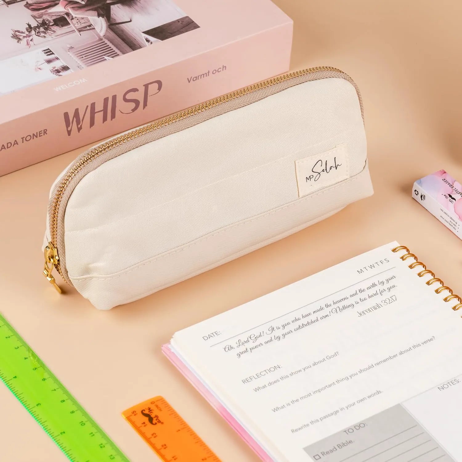 Mr. Pen Pencil Case - Cream Pencil Pouch & Bag (Selah Pen Case)