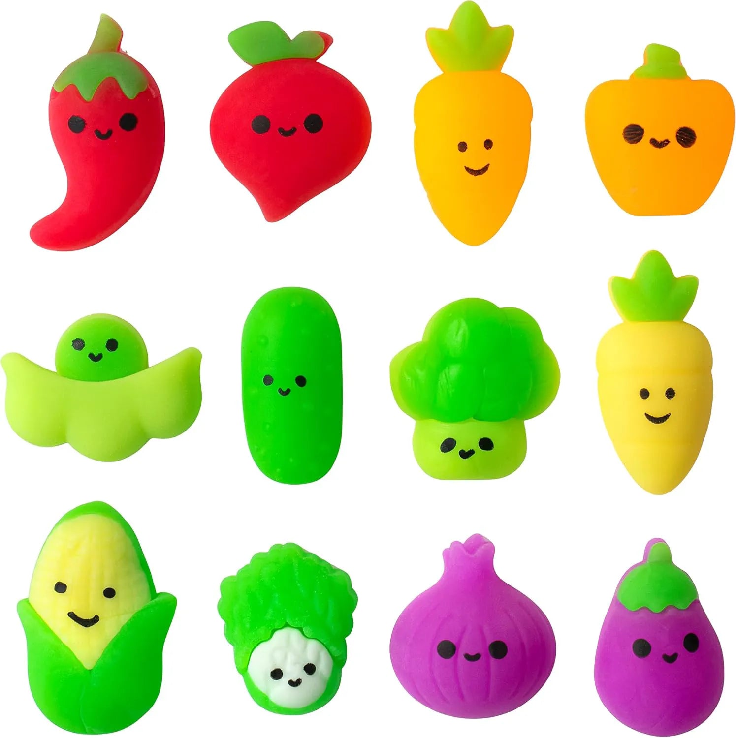 Vegetable Squishy Toys - 12 Pack of Soft Mini Squishies