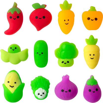 Vegetable Squishy Toys - 12 Pack of Soft Mini Squishies