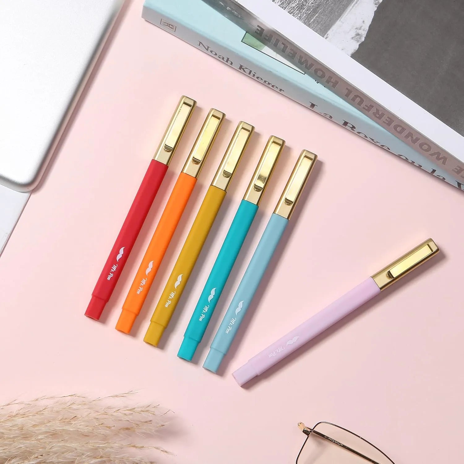 Aesthetic Highlighters & Ballpoint Pens, 12 Pack