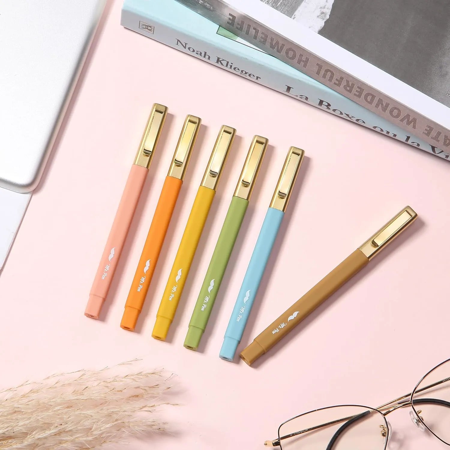 Aesthetic No-Bleed Highlighters & Pens, 12-Pack Pastel Set for Bible Study