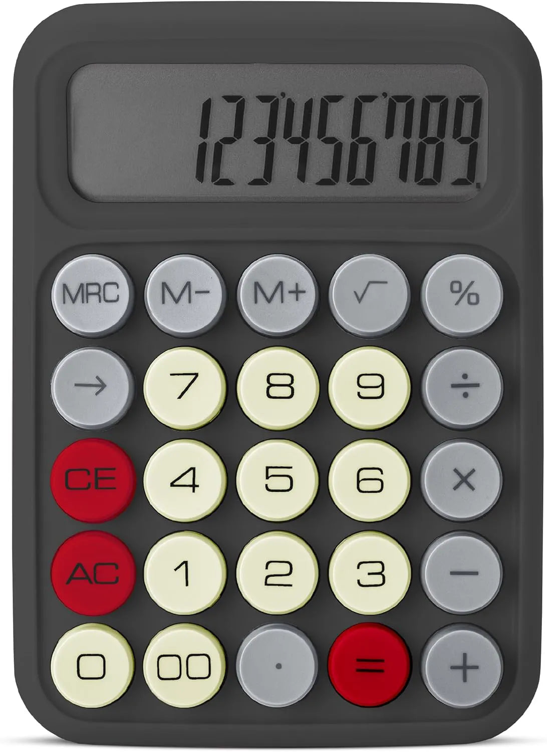 Mechanical Switch Calculator with 12-Digit Large LCD Display and Round Grey Keys