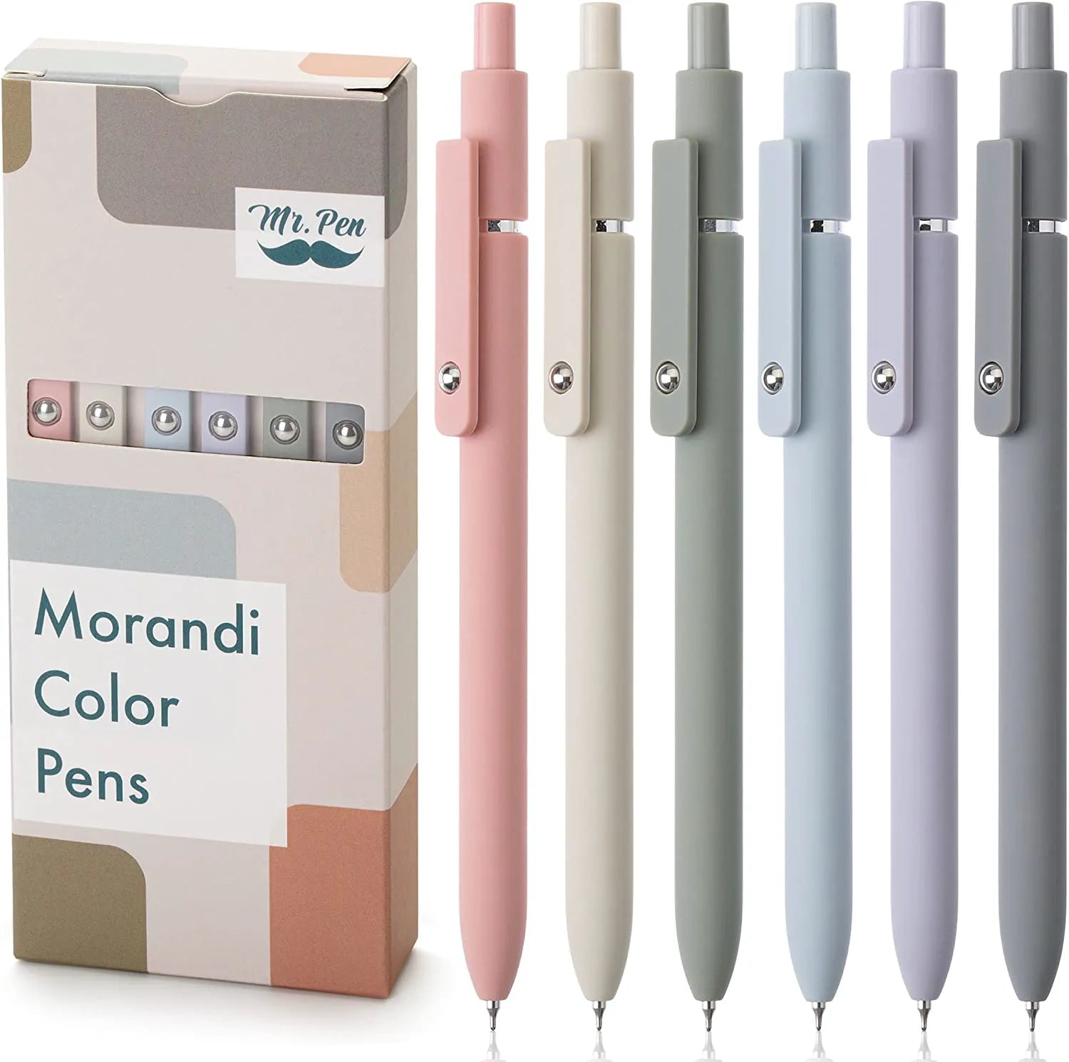 Retractable Fine Point Gel Pens - 6 & 12 Pack, Morandi & Vintage Barrels, Black Ink