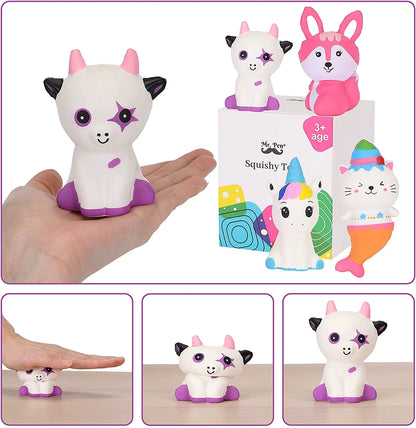 Jumbo Squishies Slow Rising, 4 Pack, Cute Squeeze Toys