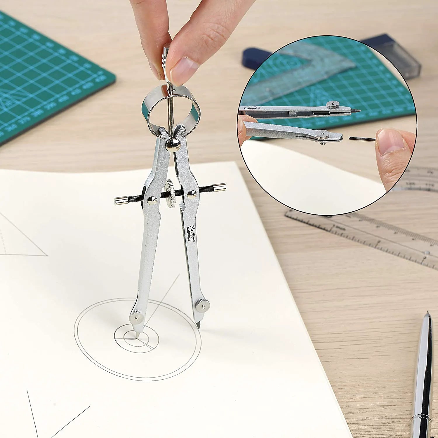 Metal Compass and Transparent Protractor Set