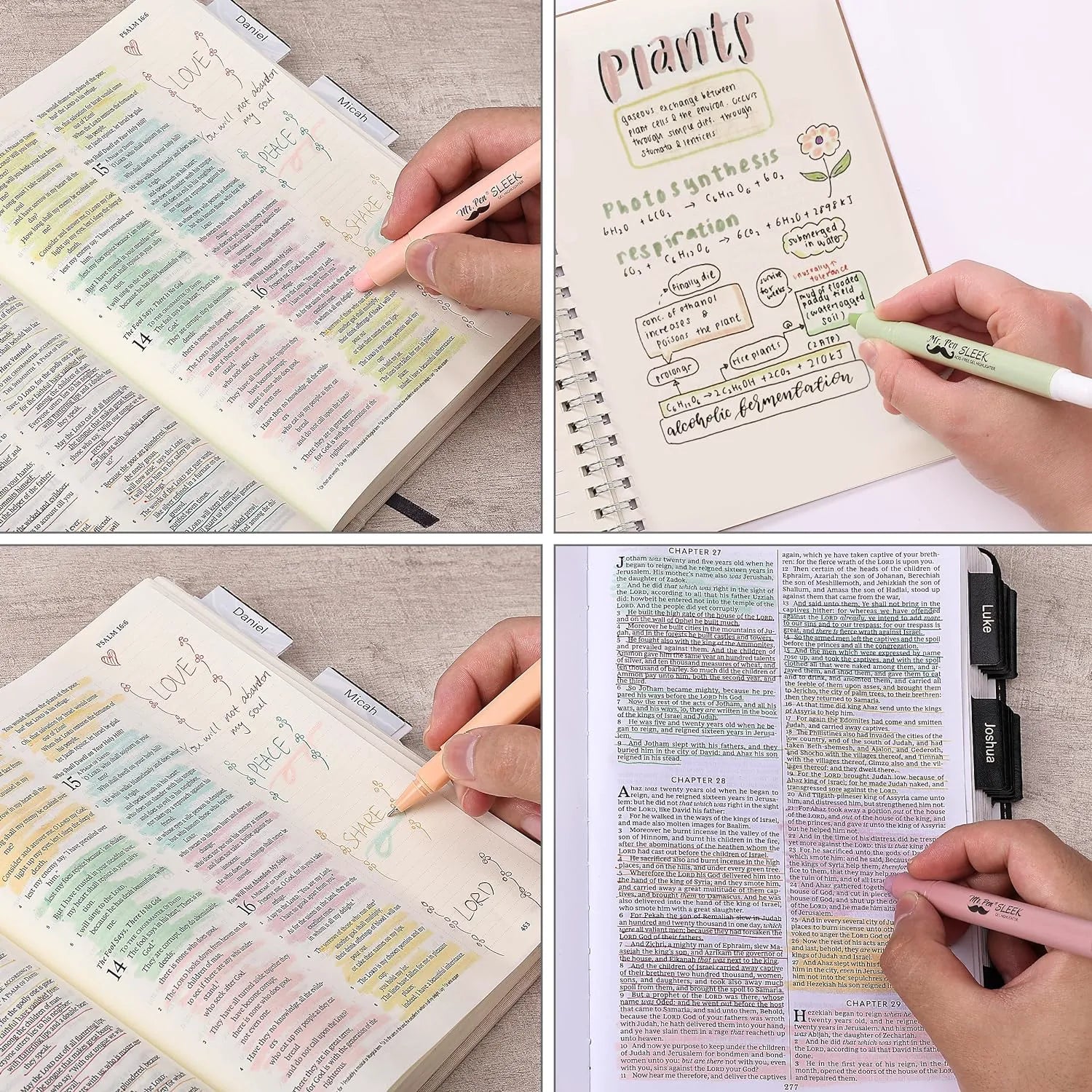 12-Pack Aesthetic Gel Highlighters & Pens, Pastel Colors, No Bleed Through for Bible Study