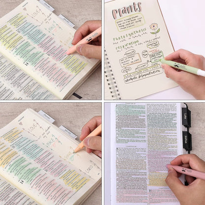 12-Pack Aesthetic Gel Highlighters & Pens, Pastel Colors, No Bleed Through for Bible Study