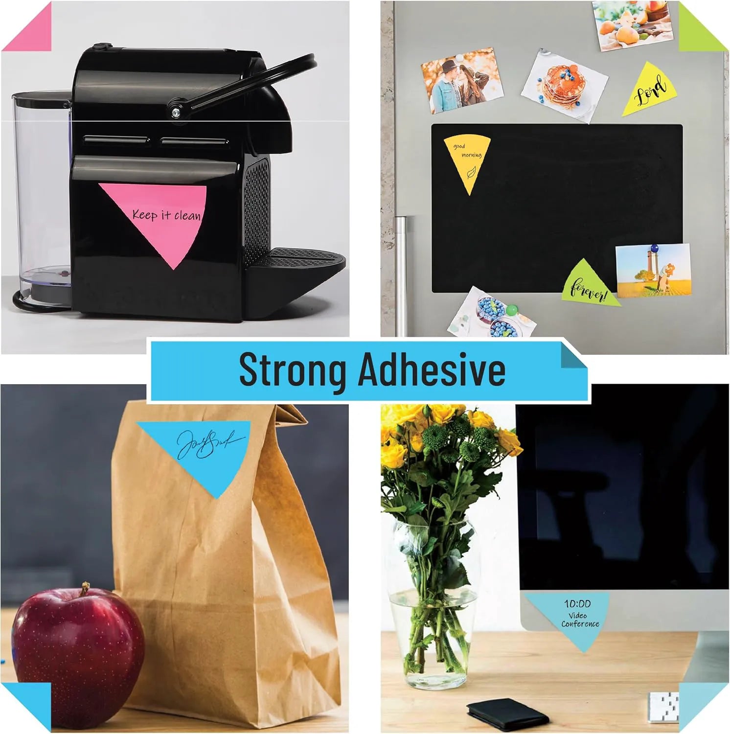 Triangular Sticky Notes, 8 Pads, 480 Sheets, 4-Inch Colorful Sticky Notes Bulk, Color Wheel Sticky Note, Self-Stick Note Pads, Sticky Pads Sticky Notes Aesthetic