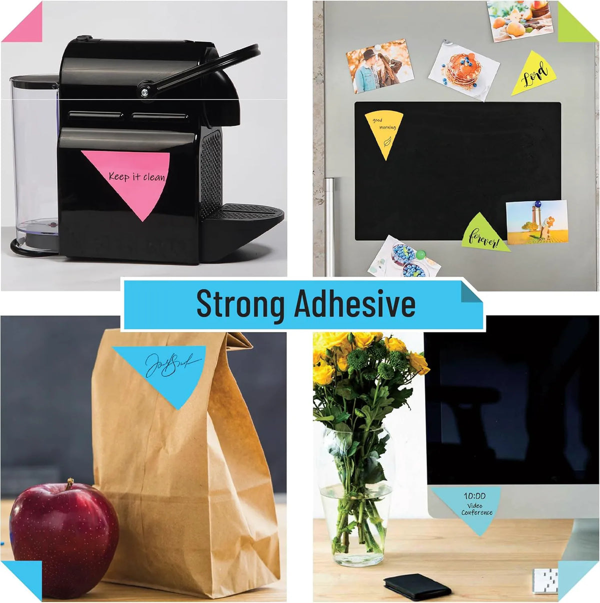 Triangular Sticky Notes, 8 Pads, 480 Sheets, 4-Inch Colorful Sticky Notes Bulk, Color Wheel Sticky Note, Self-Stick Note Pads, Sticky Pads Sticky Notes Aesthetic