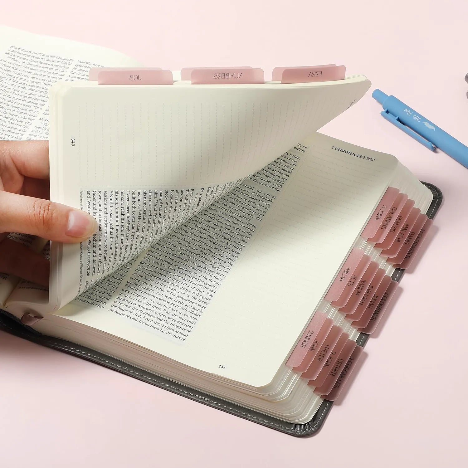 Mr. Pen Bible Tabs - 75 Transparent Pink Laminated Tabs for Women and Men