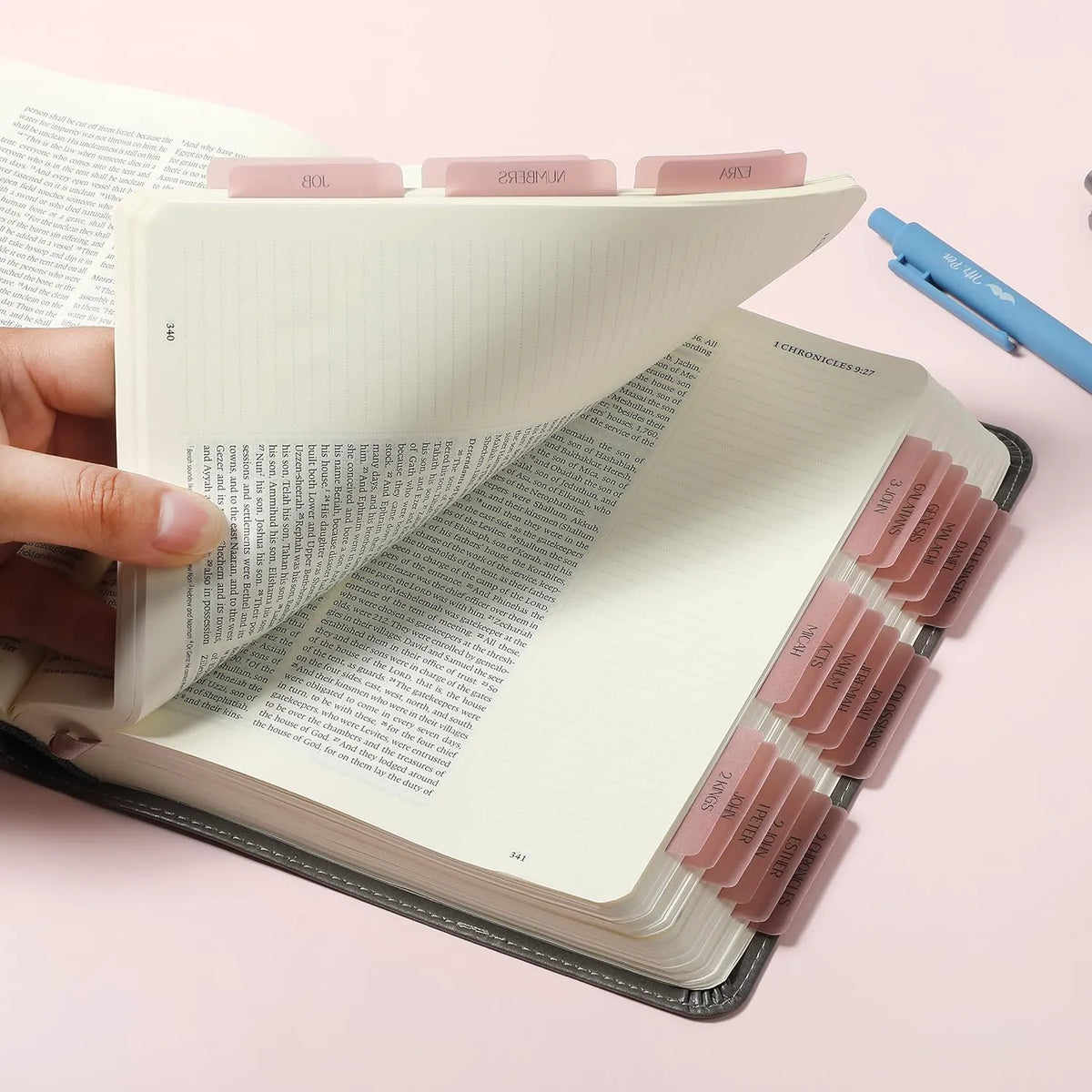 Mr. Pen Bible Tabs - 75 Transparent Pink Laminated Tabs for Women and Men