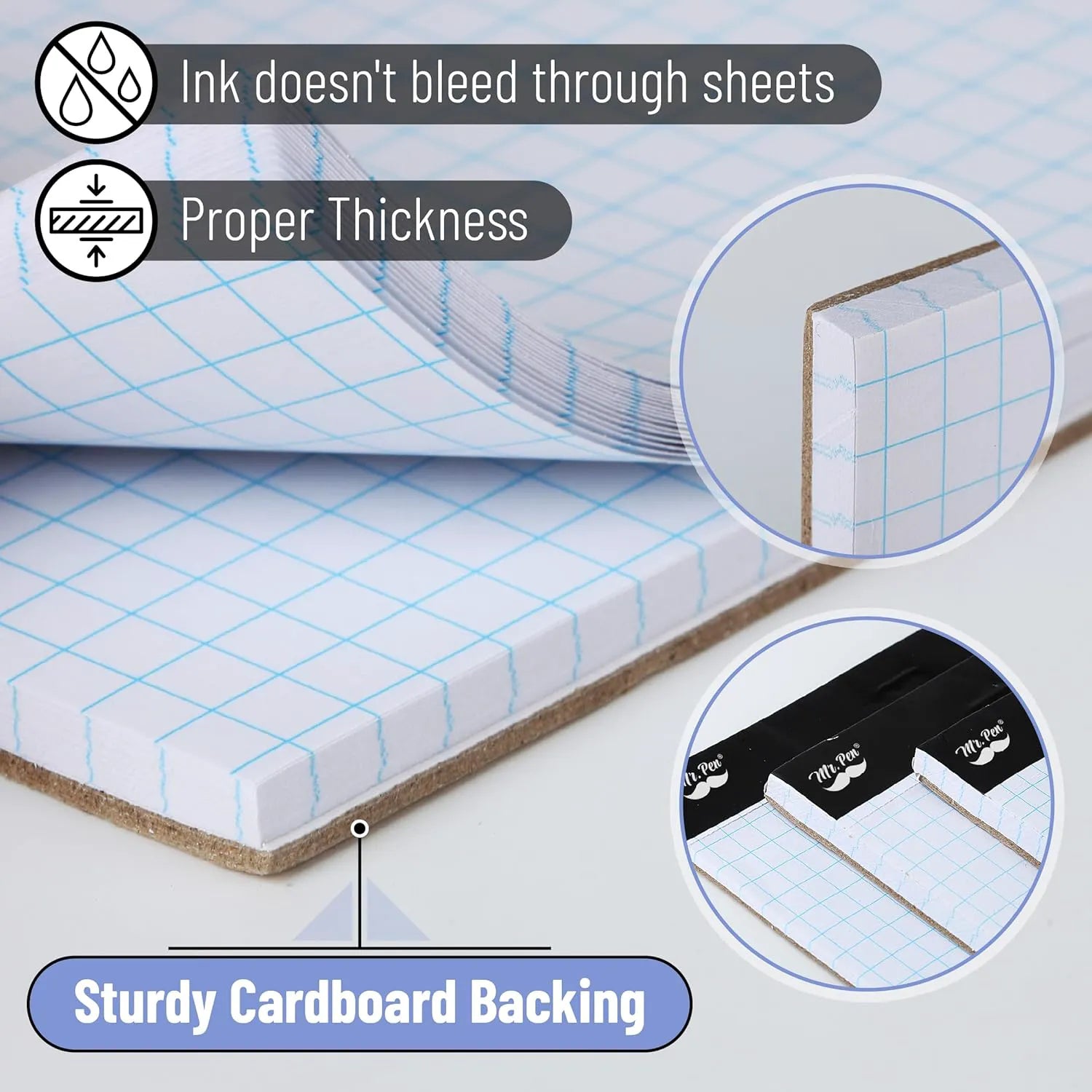 Bulk Graph Paper 8.5x11 Inch, 24 Pack, 30 Sheets Each, 4x4 Grid Paper