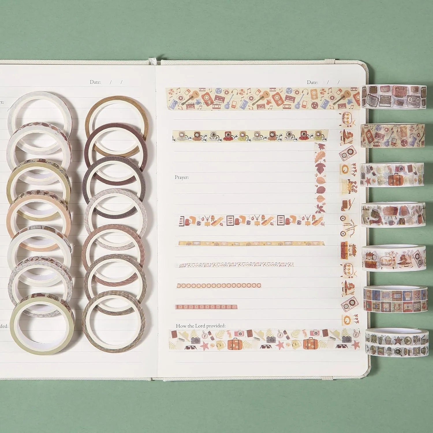 Retro Icon Washi Tape Set - 21 Rolls, Assorted Widths
