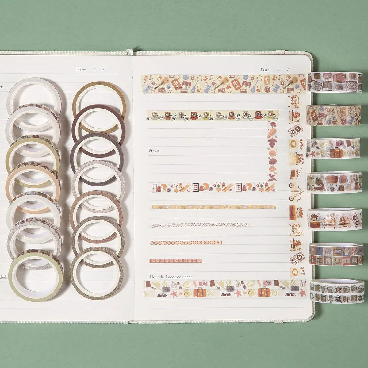 Retro Icon Washi Tape Set - 21 Rolls, Assorted Widths