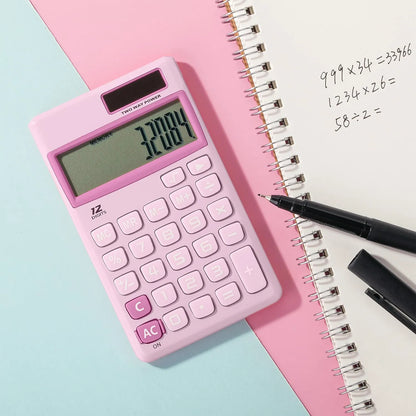 Purple 12-Digit Solar Handheld Calculator with Standard Functions