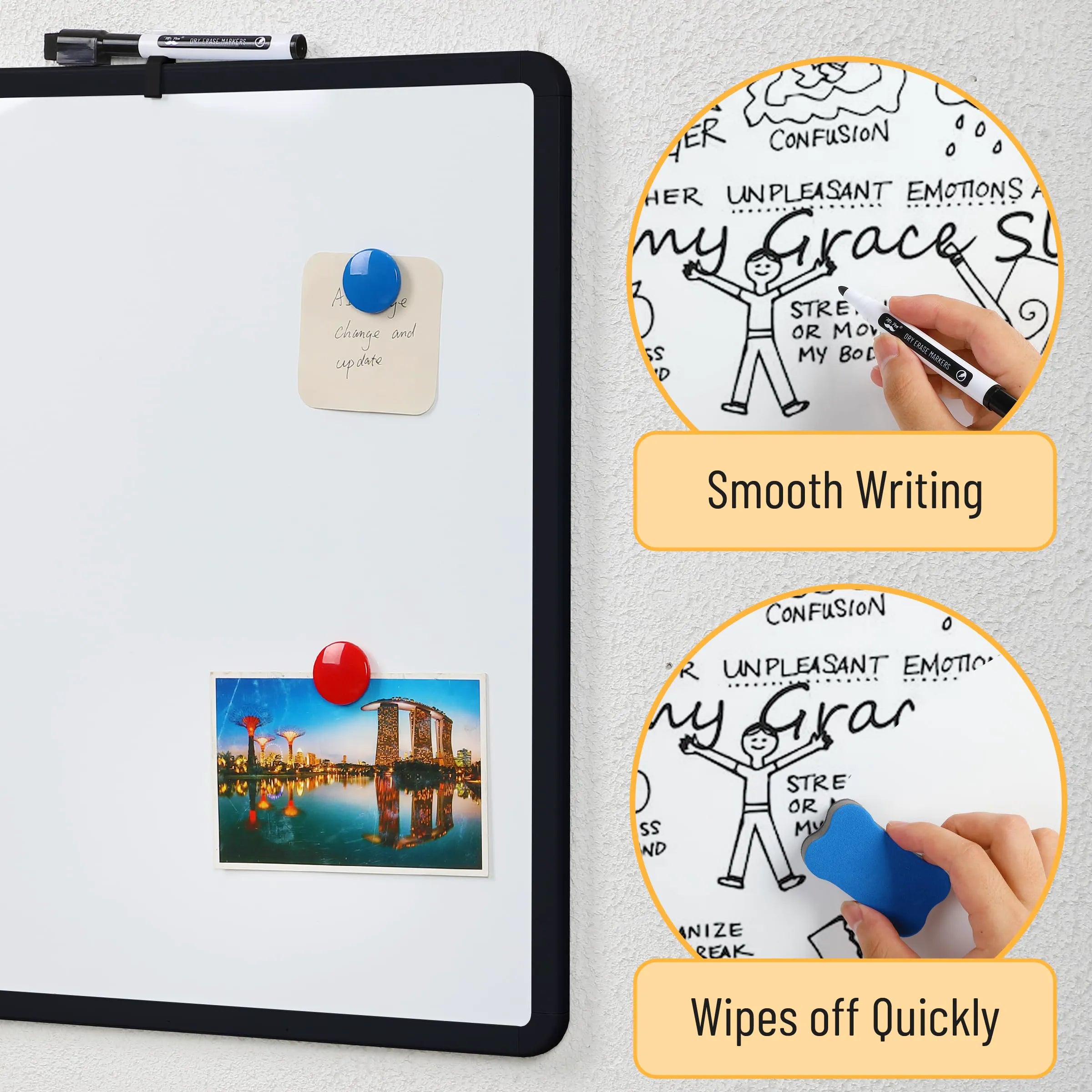 Magnetic Whiteboard for Wall, 14 x 11, Marker Included