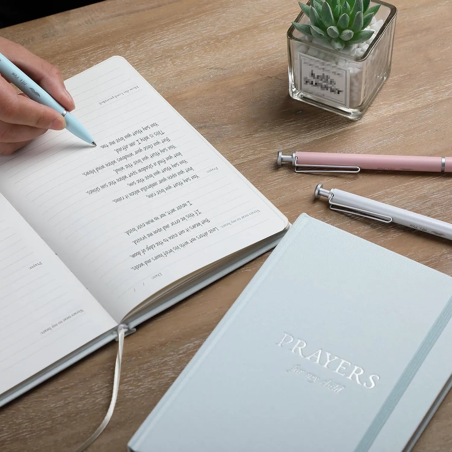 Mr. Pen Prayer Journal for Women - Whisper Blue, 8.4"x5.7", 80 Sheets, Christian Gift for Mothers, Prayers for Son & Daughter