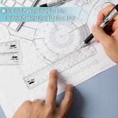 6-Inch Clear Plastic Ruler (6-Pack) with Dual Metric & Imperial Scales