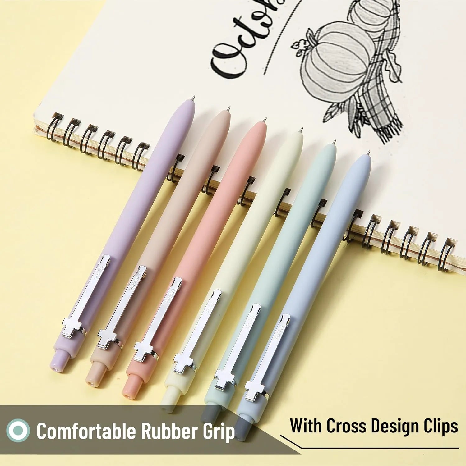 Mr. Pen Retractable Gel Pens, 6 Pack, 0.5 mm Black Ink, Pastel Barrel with Silver Clip, Smooth Writing Pens for Journaling