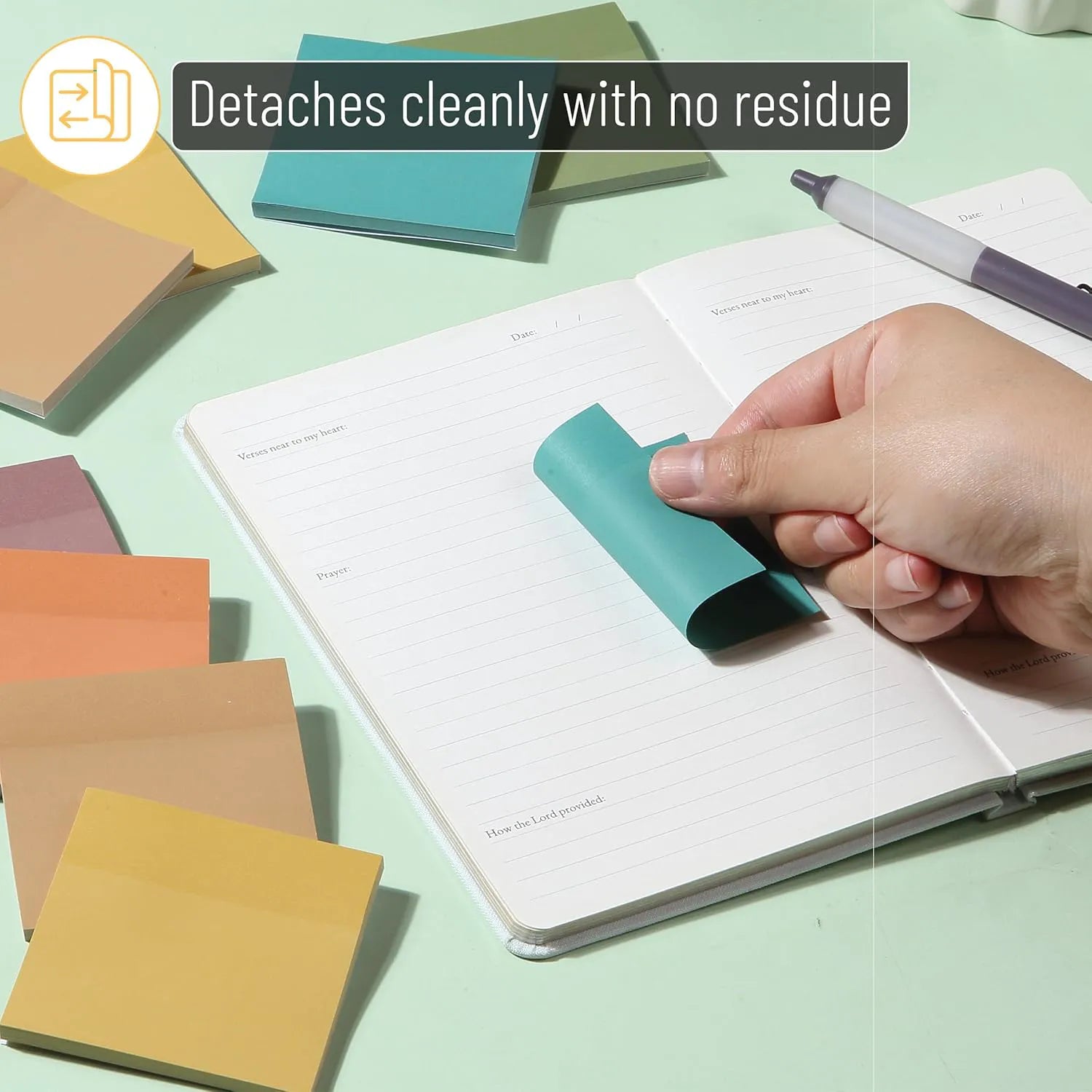 Earthy Colors Sticky Notes 3x3, 12 Pads, 600 Sheets