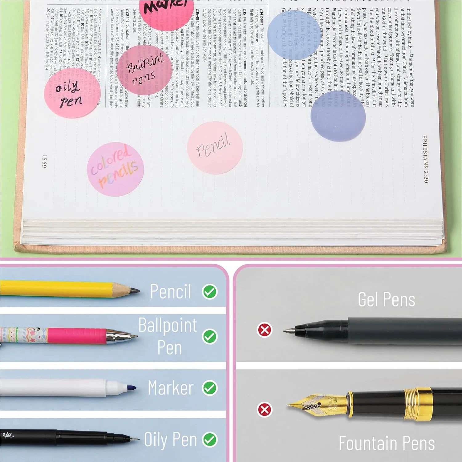 Colorful Round Transparent Sticky Notes, 14 Pads, 560 Sheets, 1.1"