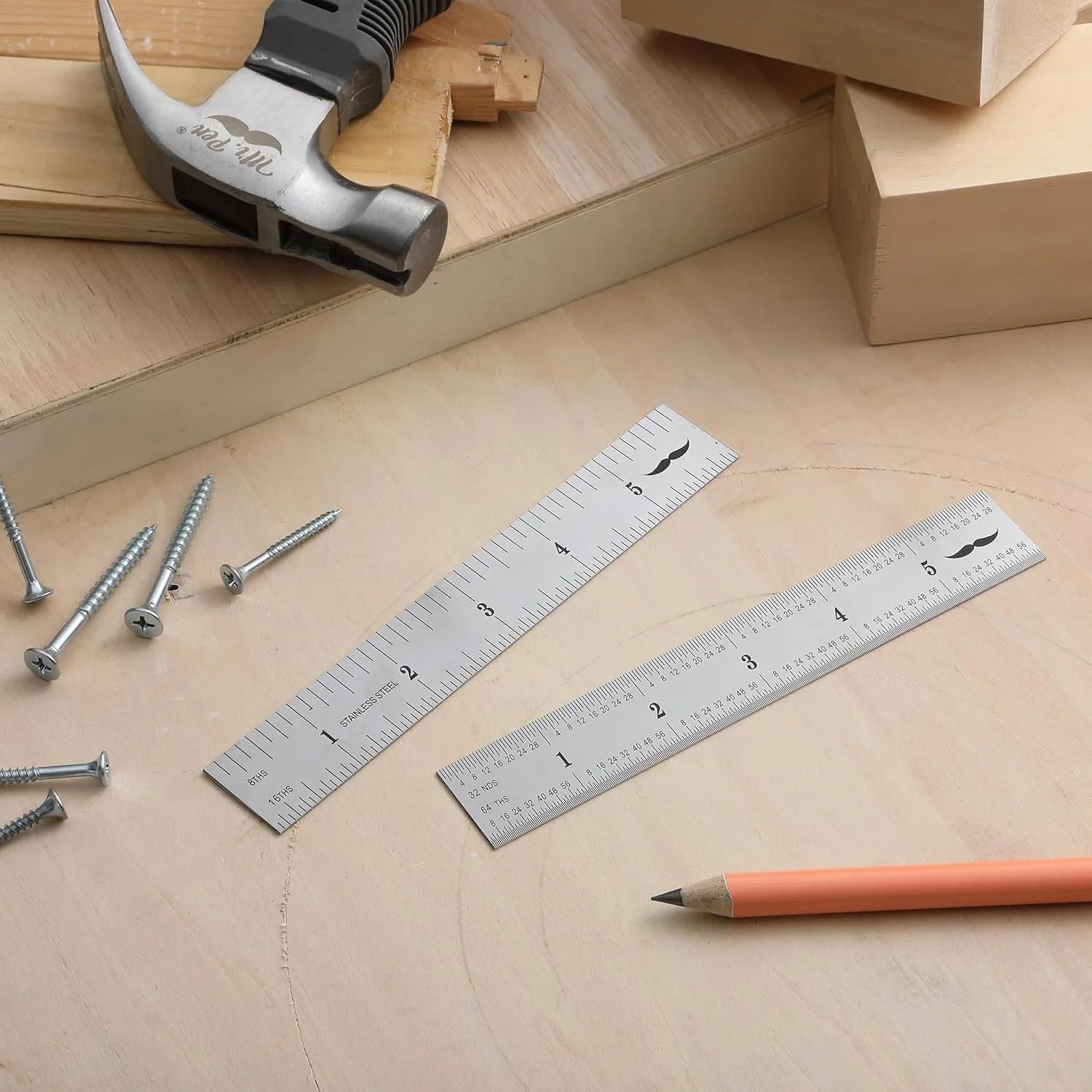 Stainless Steel Metal Machinist Ruler 6 Inch (2 Pack)