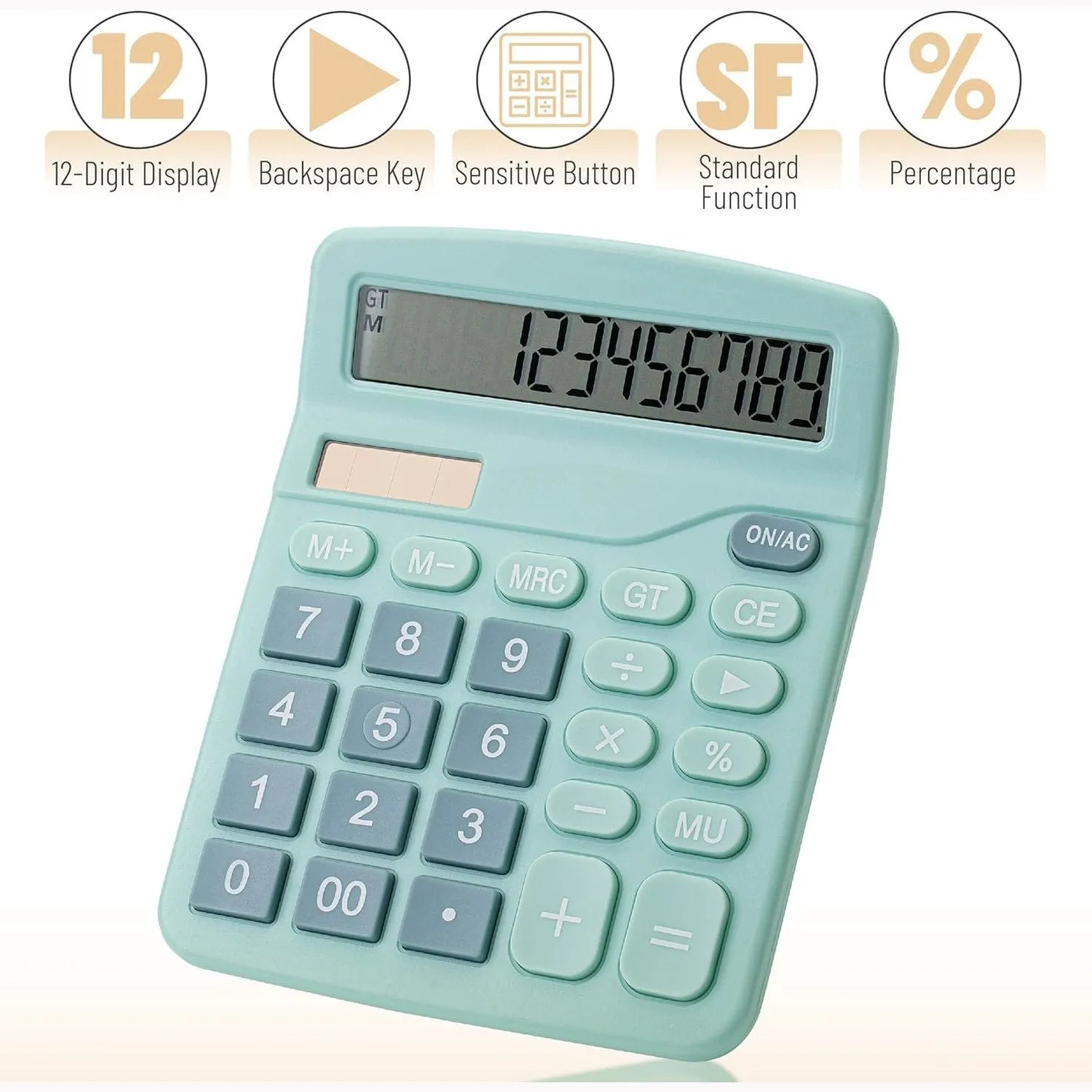 Desktop Calculator with 12-Digit Large Display, Blue, Standard Function
