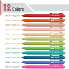 Retractable Gel Pens 12-Pack: Cute Design, Colored Ink, Quick-Dry, Fine Point 0.7mm