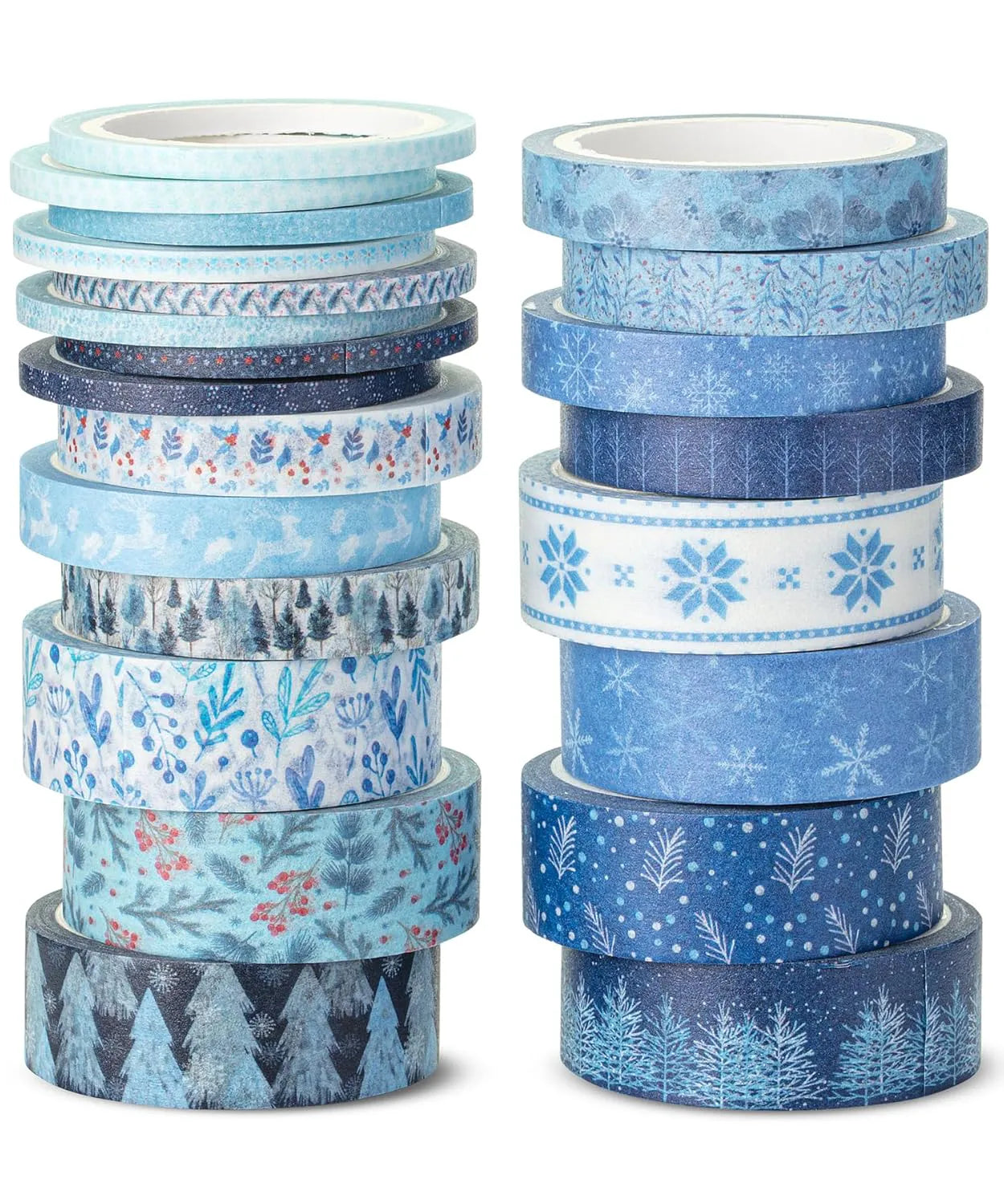 Ocean Breeze Blue Washi Tape Set - 21 Rolls, 5 Yards Each