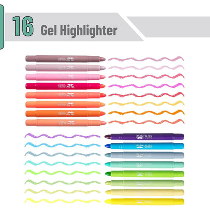 Bible Gel Highlighters, 16 Pack, Morandi & Vibrant Colors, No-Bleed, Twist-Up, Sharpenable Tips