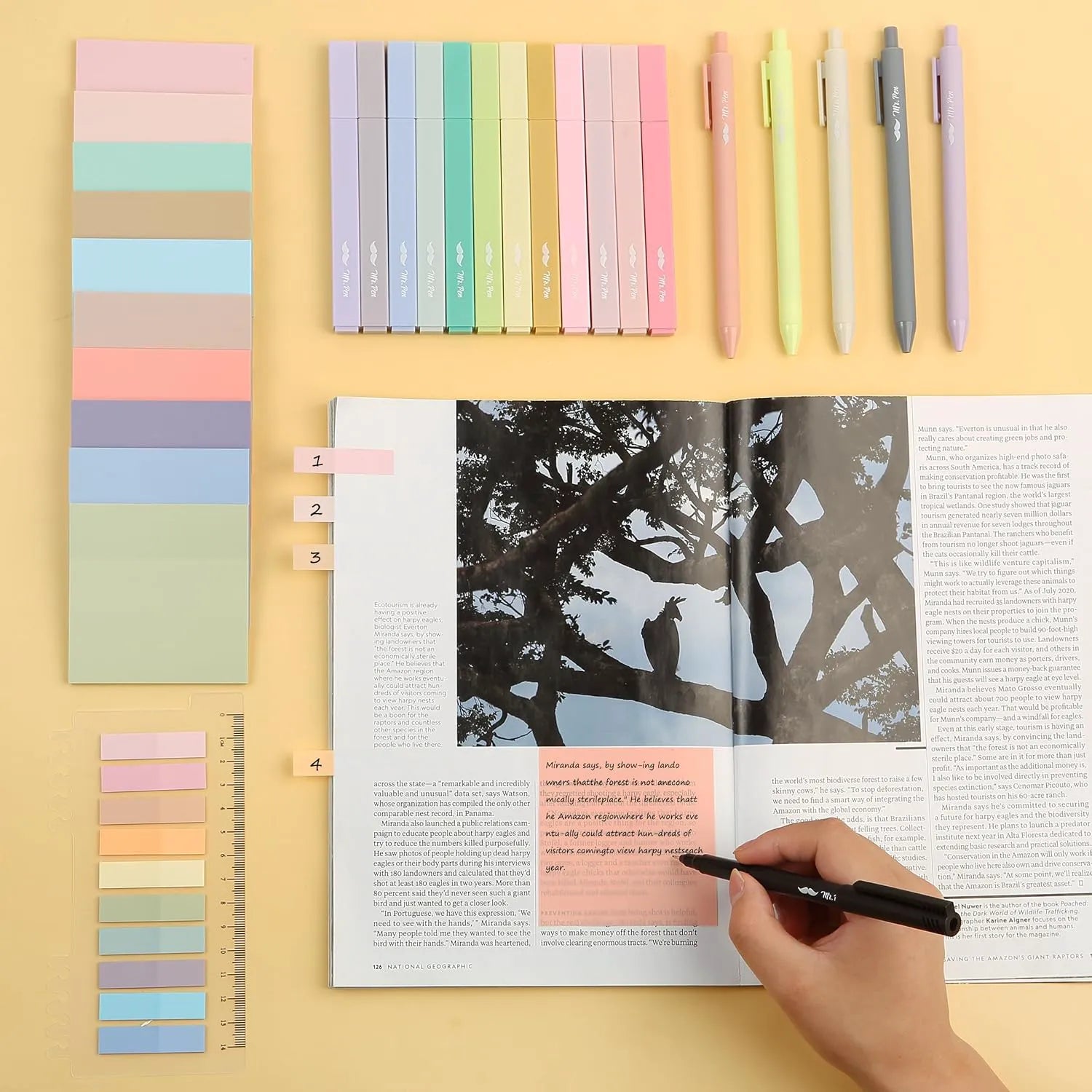 Aesthetic Book Annotation Kit - 38 Pieces with Highlighters, Gel Pens, and Sticky Notes