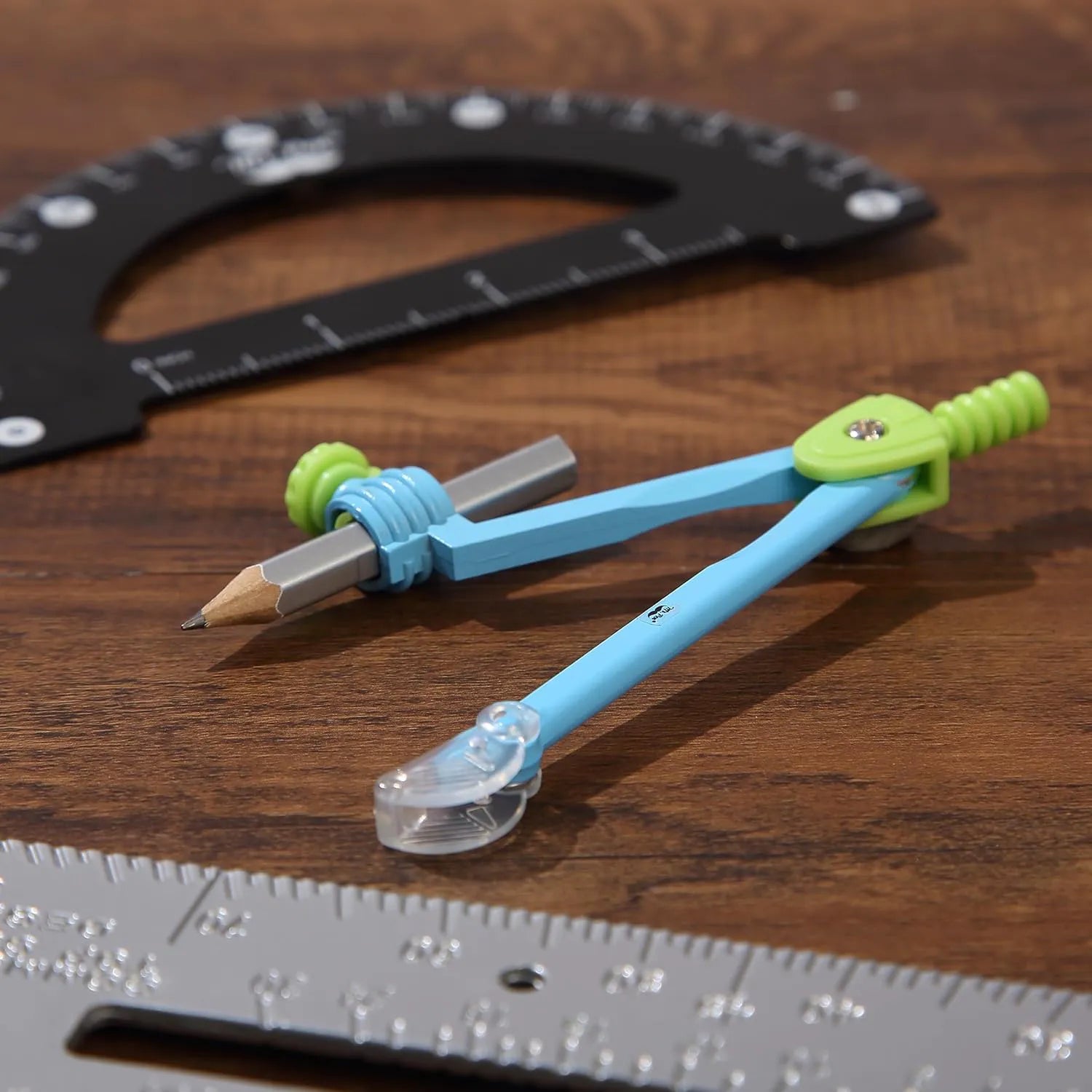 Metal Geometry Compass with Pencil, Locking Mechanism, and Case