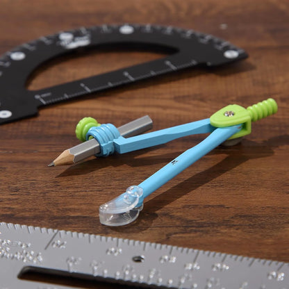 Metal Geometry Compass with Pencil, Locking Mechanism, and Case