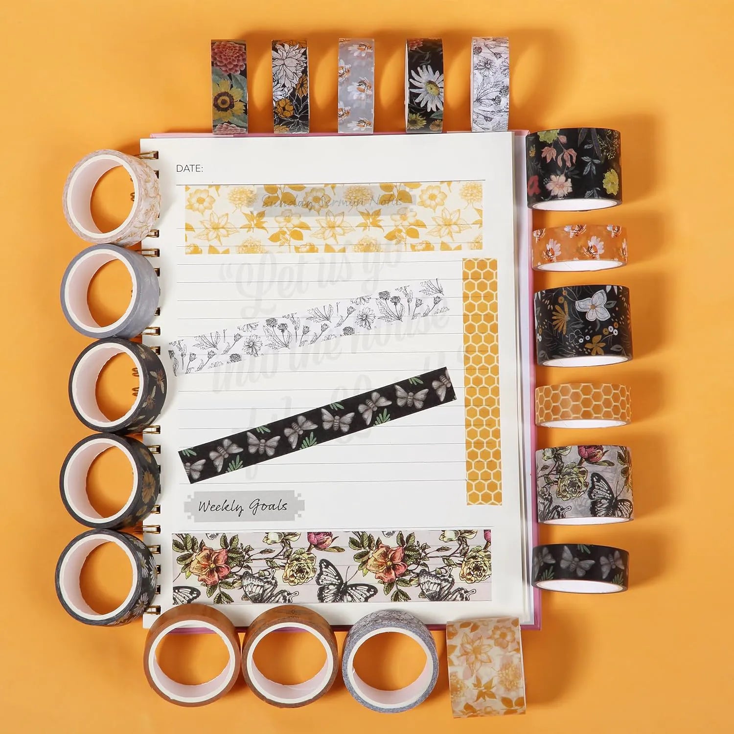 Golden Hives Washi Tape Set - 20 Rolls, Assorted Widths