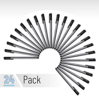 Black Fineliner Pens 0.4mm Fine Tip 24 Pack Rich Ink