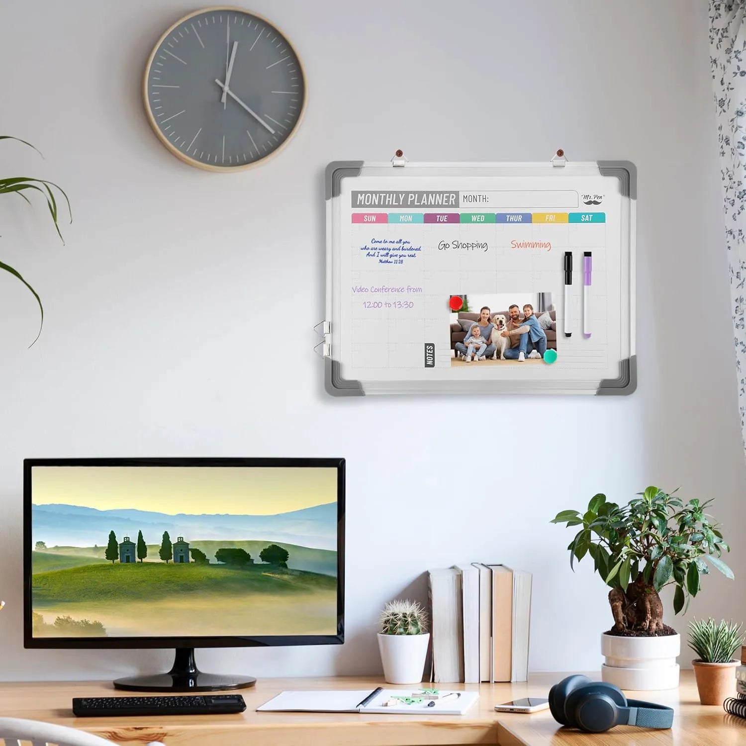 Double-Sided Whiteboard 12x16 with Weekly Planner and Blank Side