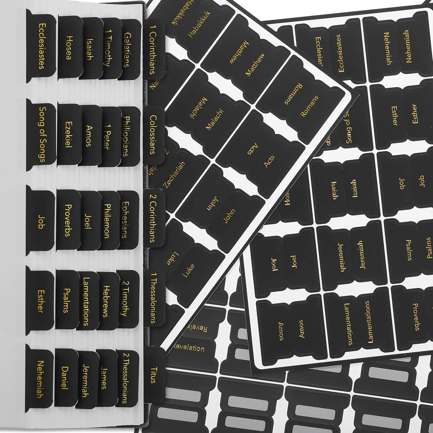 Mr. Pen Bible Tabs - 75 Laminated Tabs, Black with Gold Foil Lettering for Women and Men