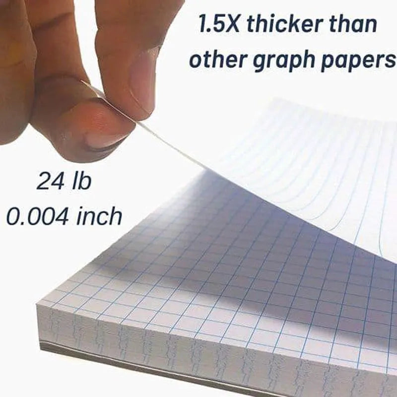 Graph Paper Notebook 17x11, 5x5 Grid (5/in), 22 Sheets, White