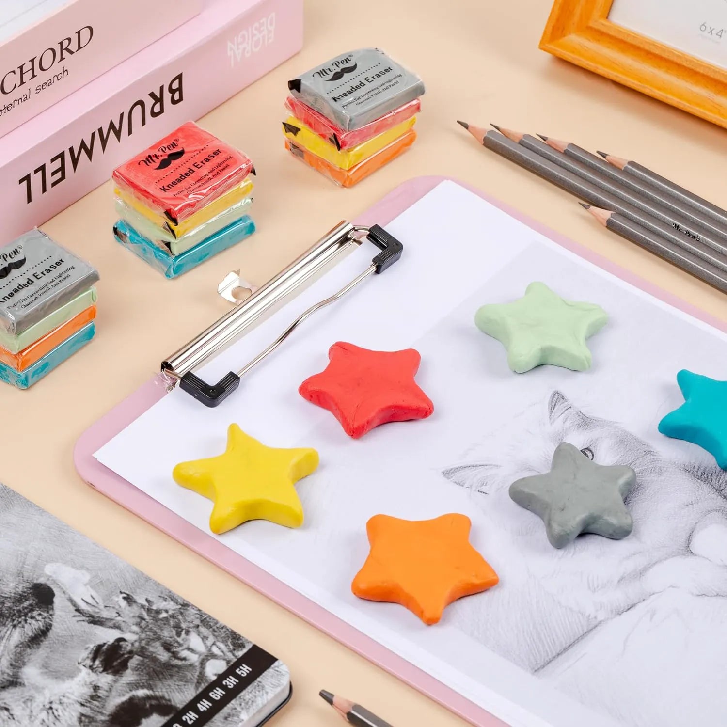 Colorful Kneaded Erasers Set - 19 Pieces (18 Erasers + Sharpener)