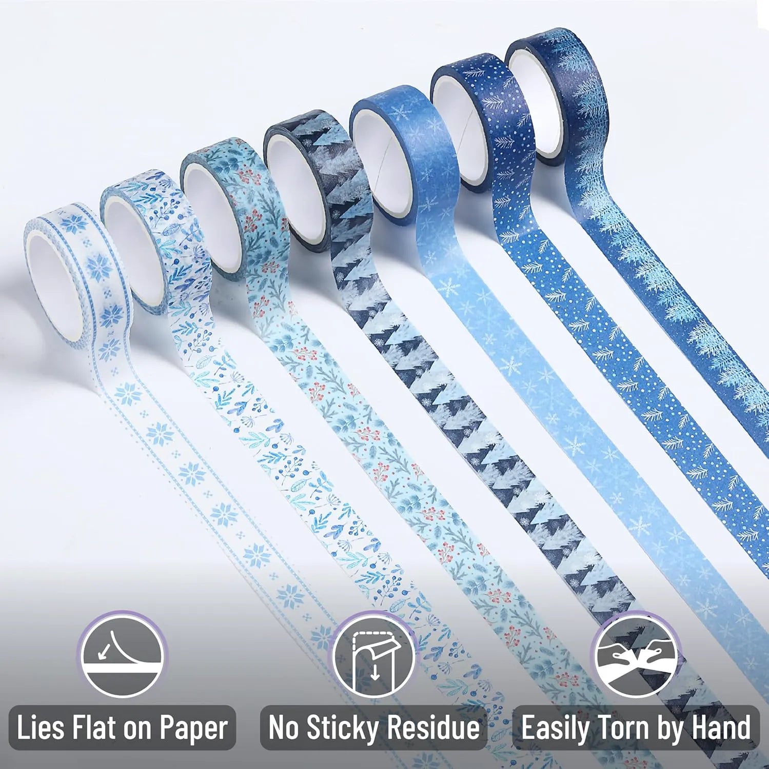 Ocean Breeze Blue Washi Tape Set - 21 Rolls, 5 Yards Each