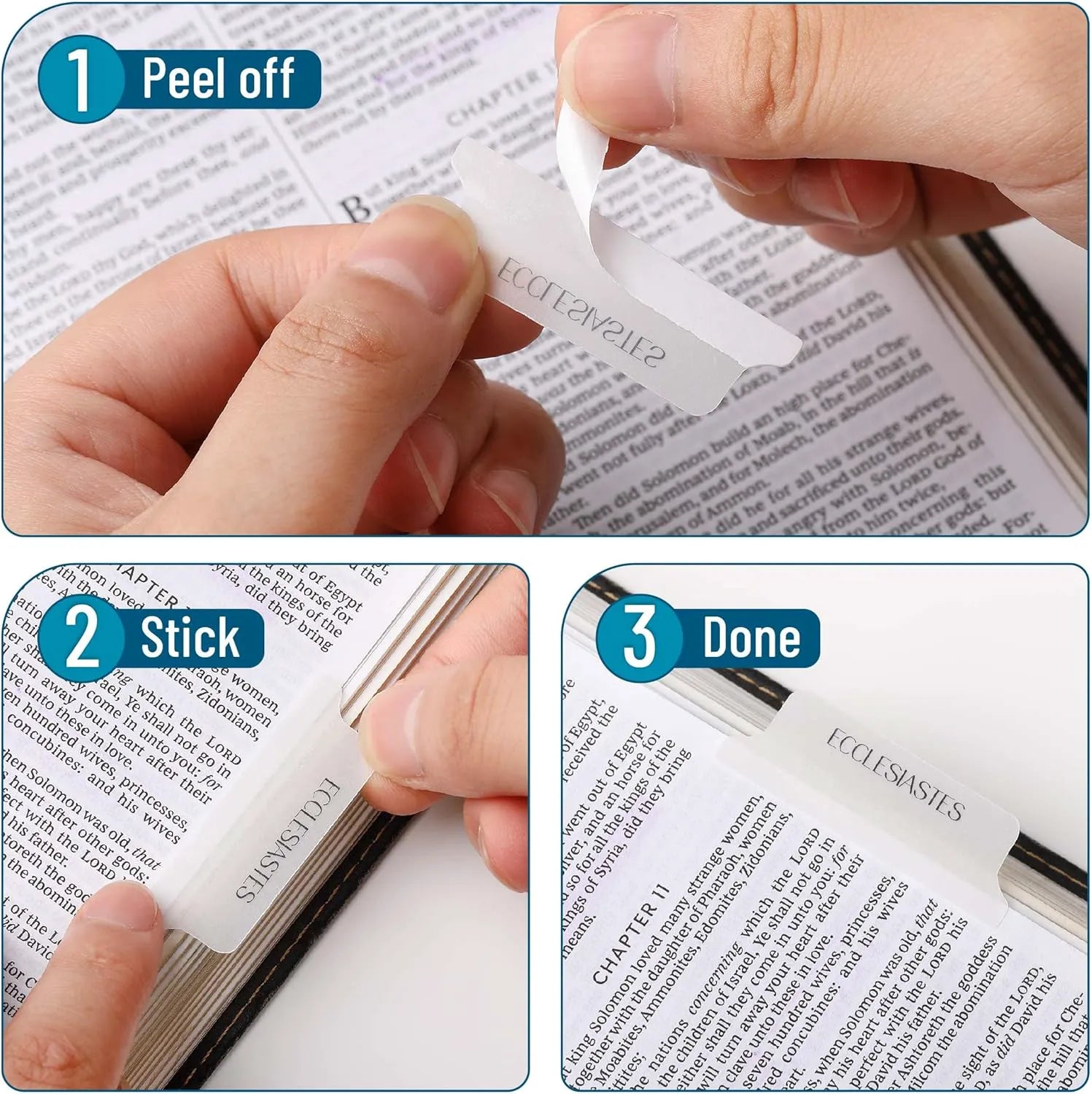 Mr. Pen Bible Tabs - 75 Transparent White Laminated Tabs for Women and Men