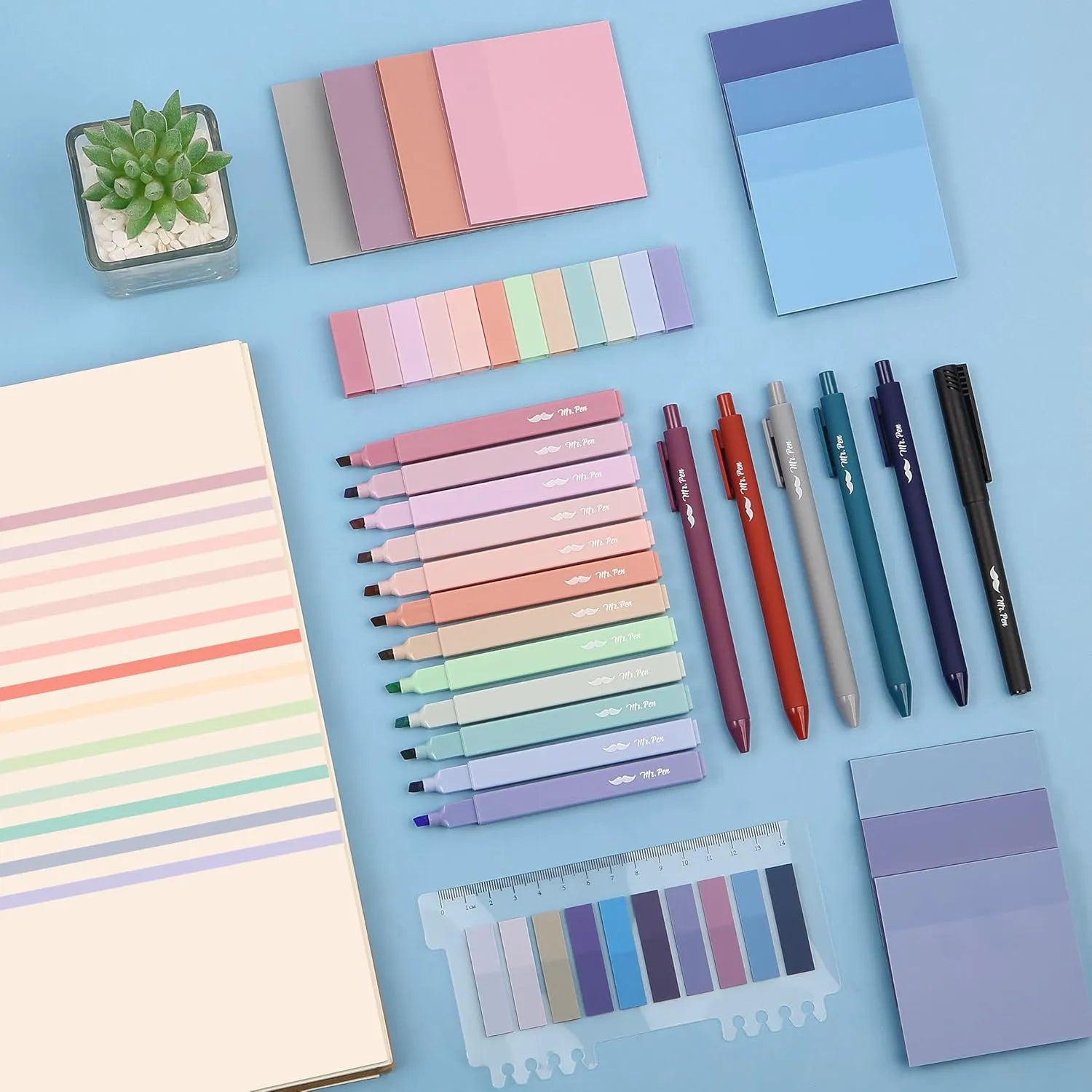 Aesthetic Book Annotation Kit - 38 Pieces with Highlighters, Gel Pens, and Sticky Notes