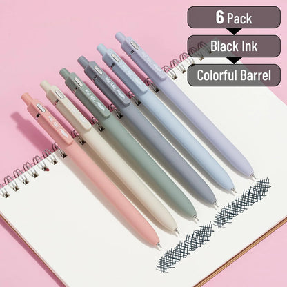 Retractable Gel Pens, 6 Pack, 0.5mm Fine Point