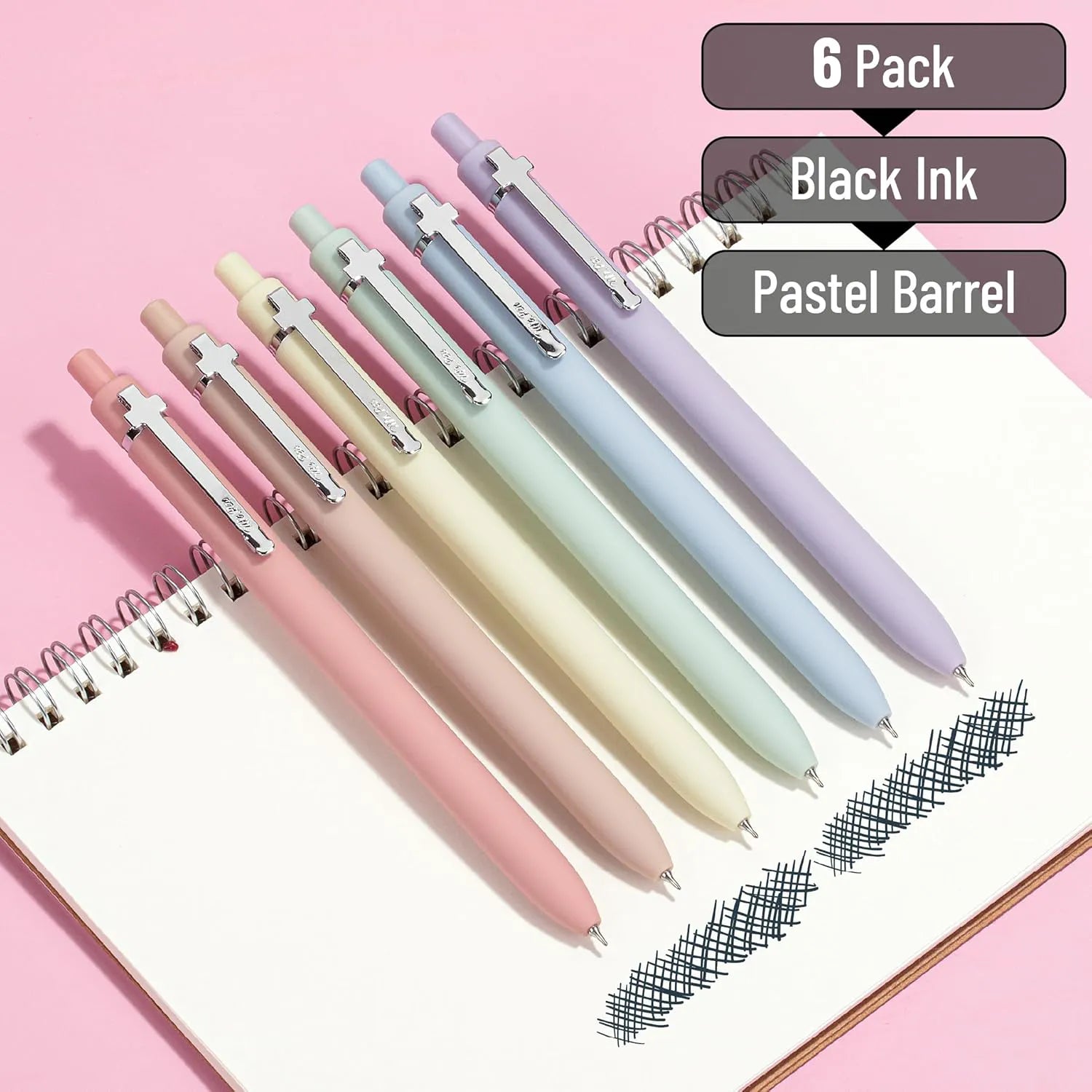 Mr. Pen Retractable Gel Pens, 6 Pack, 0.5 mm Black Ink, Pastel Barrel with Silver Clip, Smooth Writing Pens for Journaling