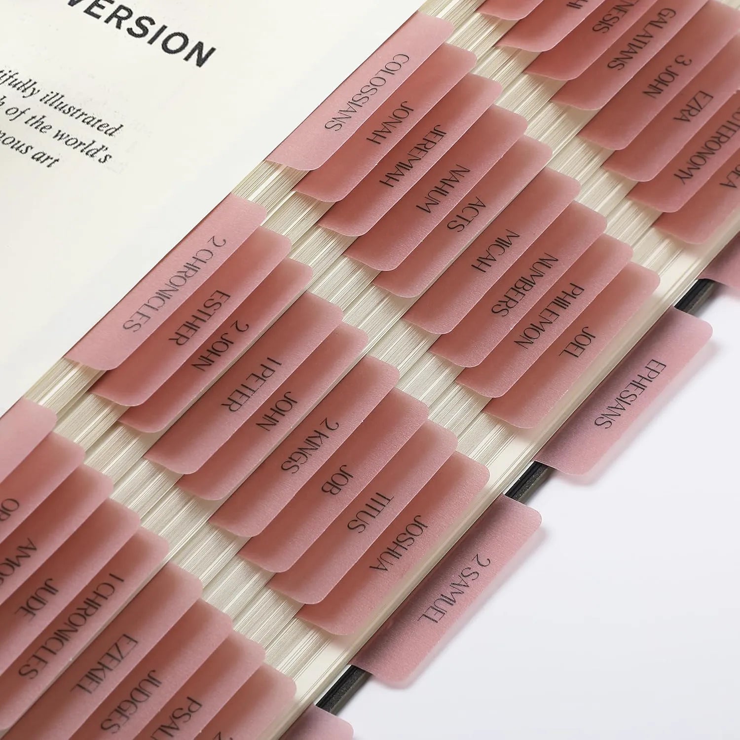 Mr. Pen Bible Tabs - 75 Transparent Pink Laminated Tabs for Women and Men