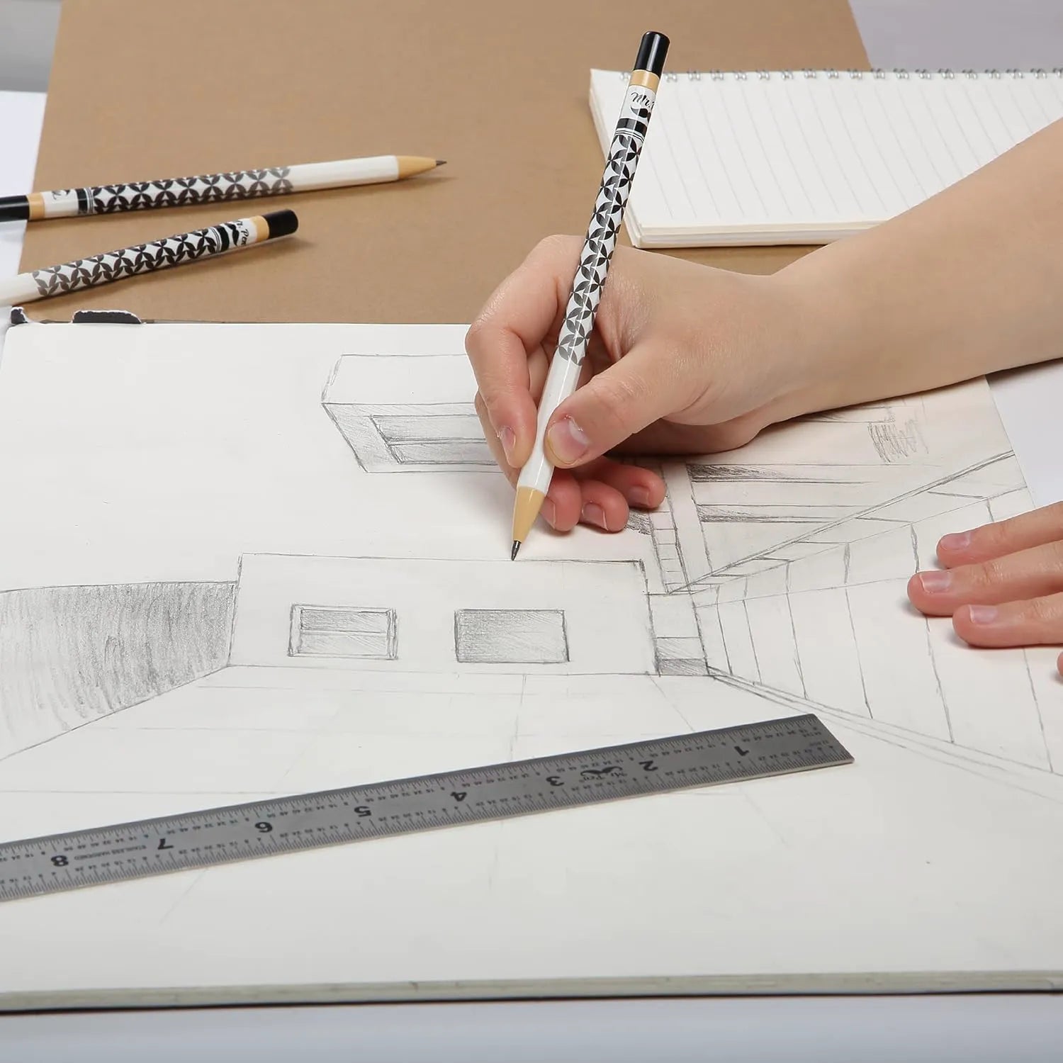 Rotary Mechanical Pencil Set (6 pcs) with Twist Design, HB Lead